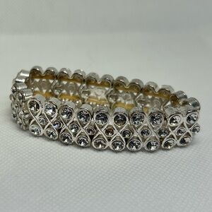 Rhinestone Bracelet Women's Silver Stretch Tennis Infinity Link